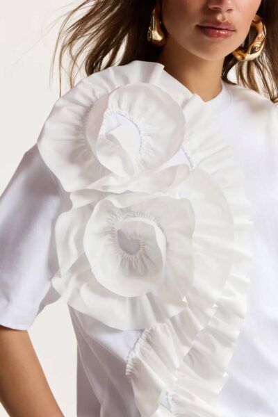 Jidole t-shirt big ruffle white Essentiel
