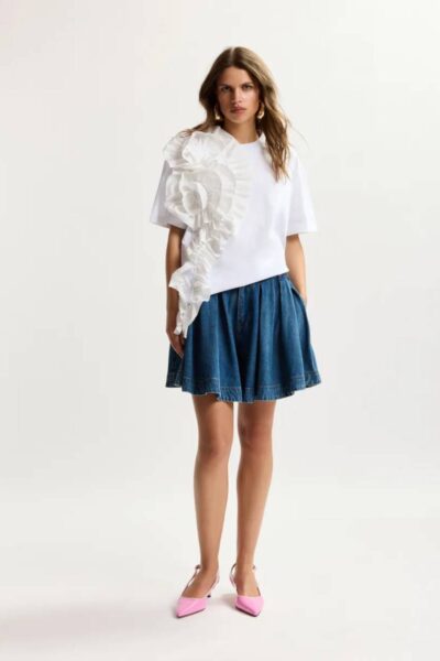 Jidole t-shirt big ruffle white Essentiel
