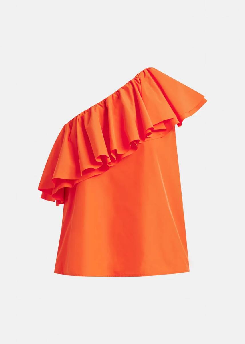 Jillian asym ruffle top fire glow Essentiel - Afbeelding 5