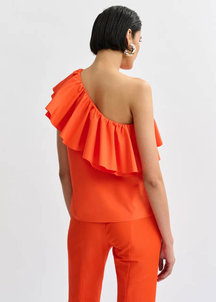 Jillian asym ruffle top fire glow Essentiel - Afbeelding 3