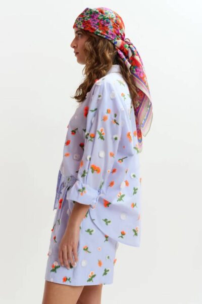 Jimena embroidered boxy shirt C3 nile Essentiel