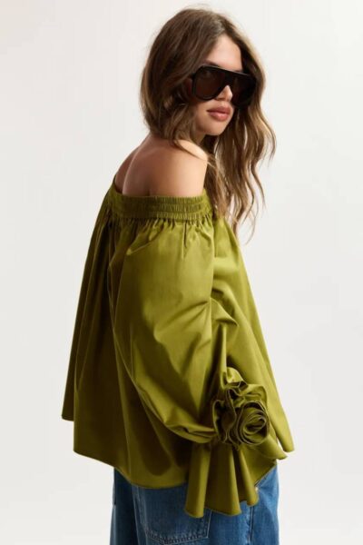 Jofie off shoulder top avocado Essentiel