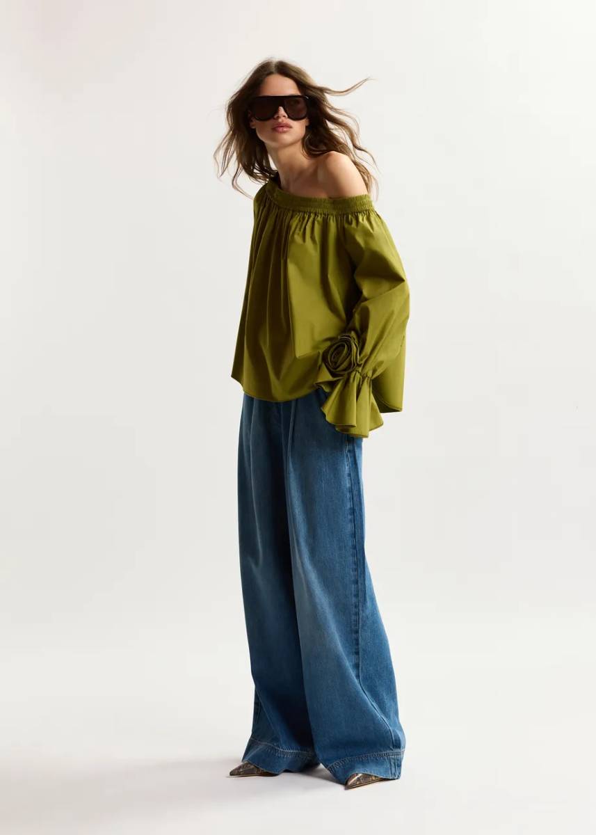 Jofie off shoulder top avocado Essentiel - Afbeelding 2
