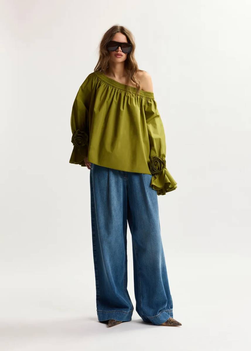 Jofie off shoulder top avocado Essentiel - Afbeelding 3
