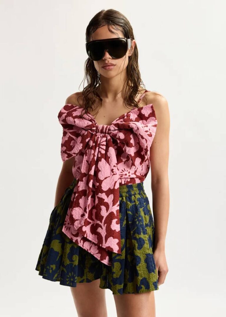 Jogs large bow babydoll top C3 plum Essentiel