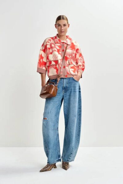 Joly printed knit jacket C2 orange Essentiel