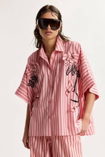 Jonkoe sD flower shirt C1 faded plum Essentiel