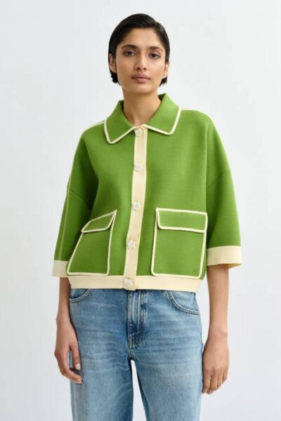 Jugly knit cardigan spirulina green Essentiel