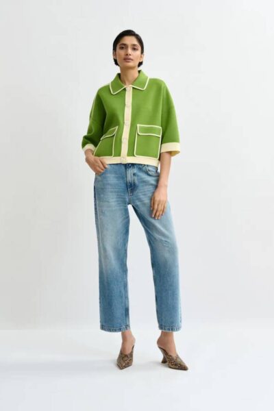 Jugly knit cardigan spirulina green Essentiel