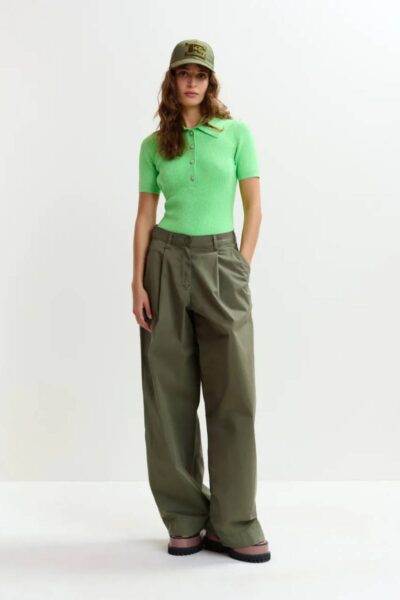 Jumpy garment dye pants olive martini Essentiel