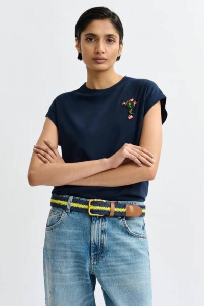 Jungala embroidered t-shirt navy Essentiel