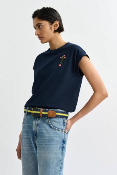 Jungala embroidered t-shirt navy Essentiel