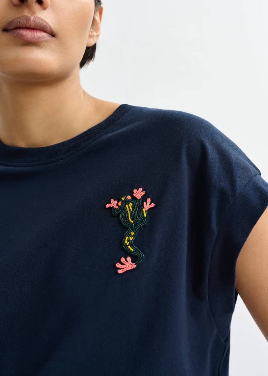 Jungala embroidered t-shirt navy Essentiel - Afbeelding 5