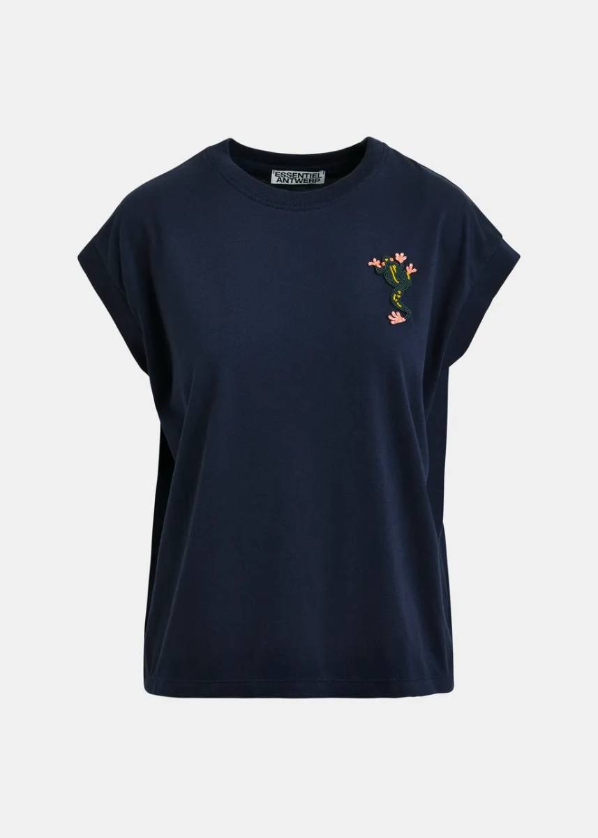 Jungala embroidered t-shirt navy Essentiel - Afbeelding 6