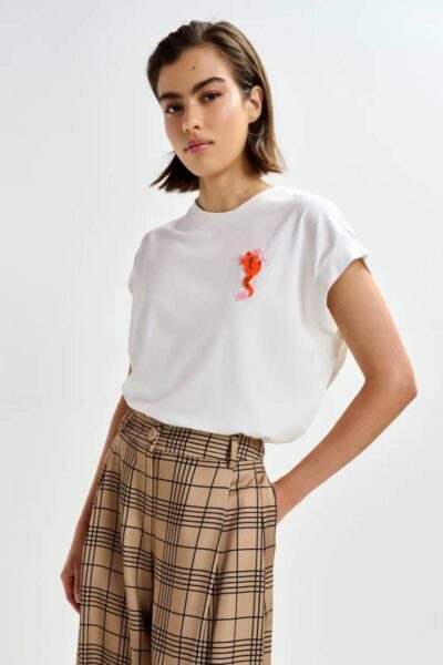 Jungala embroidered t-shirt off white Essentiel
