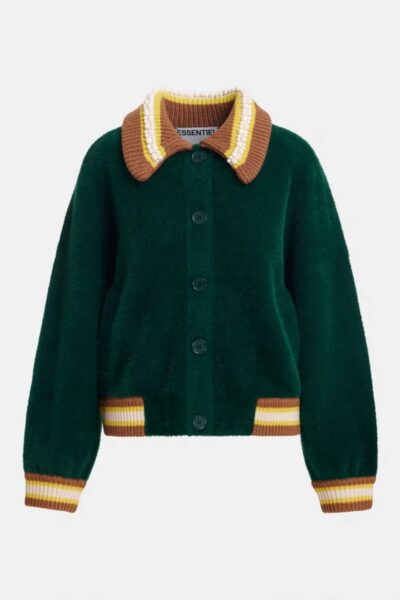 Kamore knit jacket with collar C1 forest Essentiel