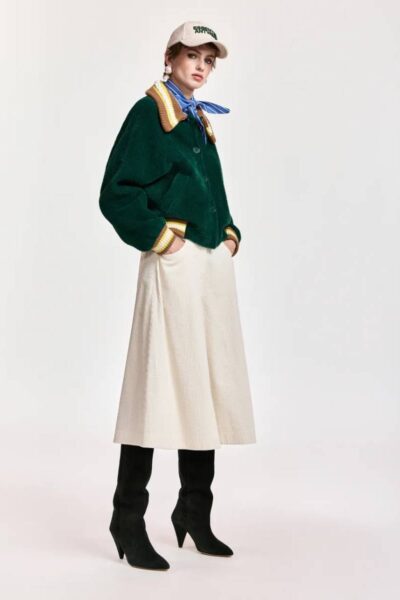 Kamore knit jacket with collar C1 forest Essentiel
