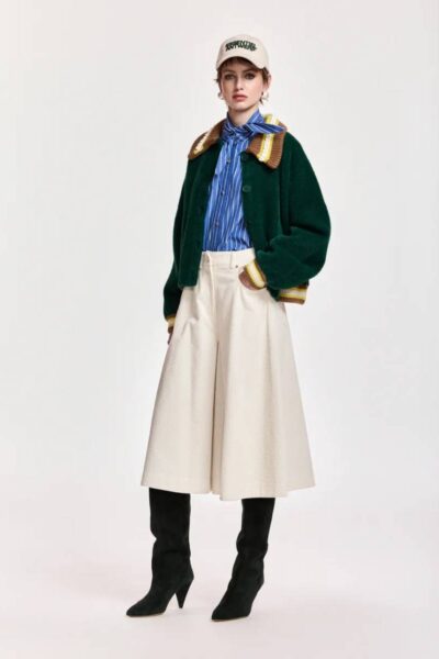 Kamore knit jacket with collar C1 forest Essentiel