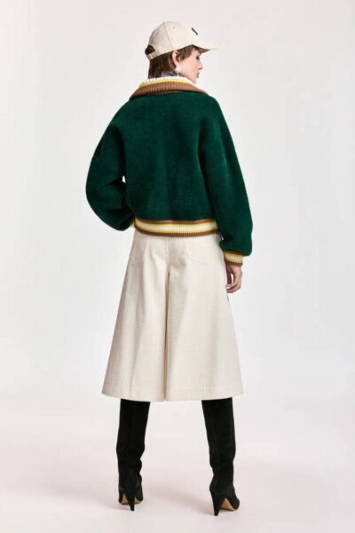 Kamore knit jacket with collar C1 forest Essentiel