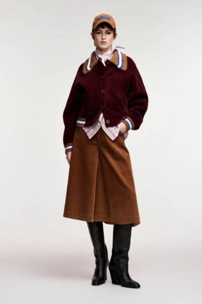Kamore knit jacket with collar C2 wine Essentiel