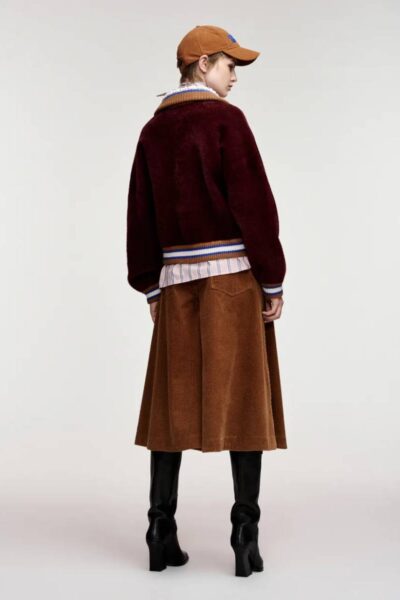 Kamore knit jacket with collar C2 wine Essentiel