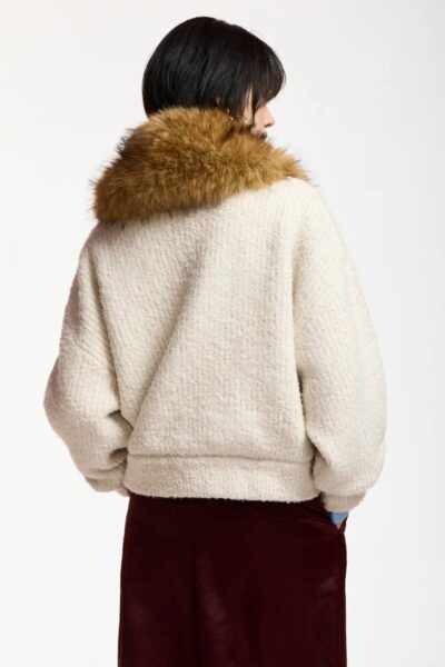 Kanada knitted jacket with faux o-white Essentiel