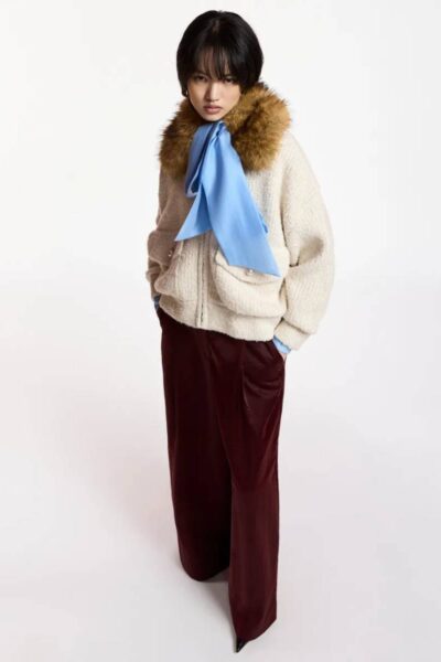 Kanada knitted jacket with faux o-white Essentiel