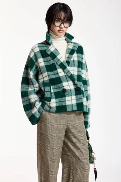 Karreau check cardigan C1 forest whisper Essentiel