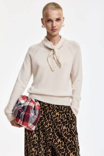 Kasa pullover with beads C1 off white Essentiel