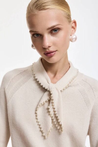 Kasa pullover with beads C1 off white Essentiel