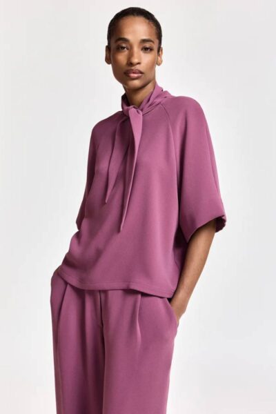 Kassie neck tie top spilled merlot Essentiel