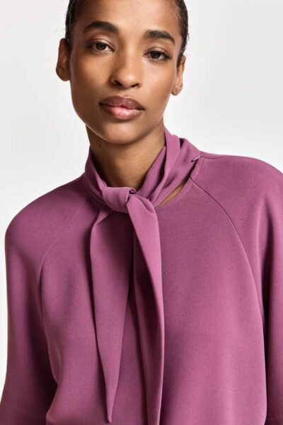 Kassie neck tie top spilled merlot Essentiel