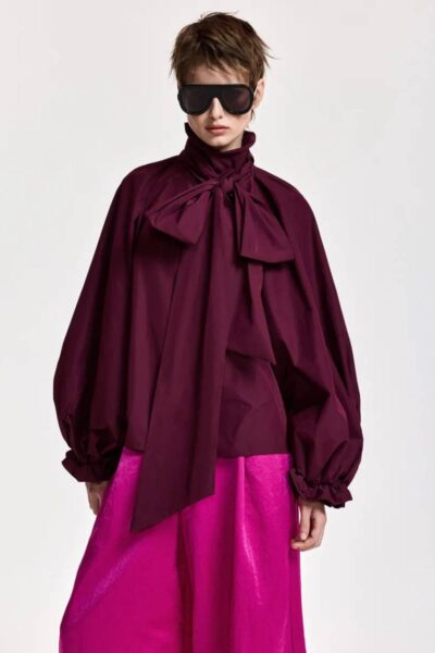 Keily pussy bow tie top wine not Essentiel