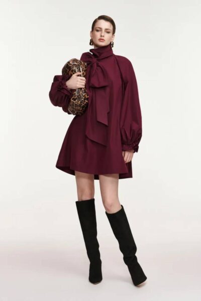 Khai pussy bow tie minidress wine not Essentiel