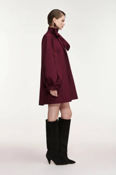 Khai pussy bow tie minidress wine not Essentiel