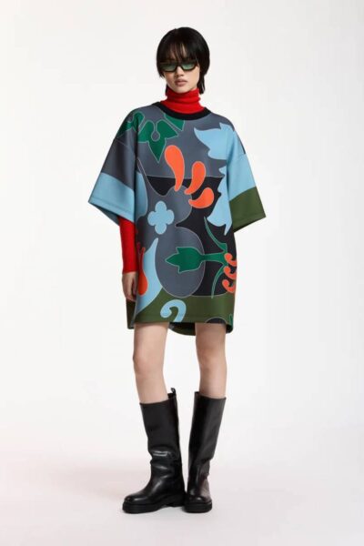 Klassic placed print dress C2 dusty Essentiel