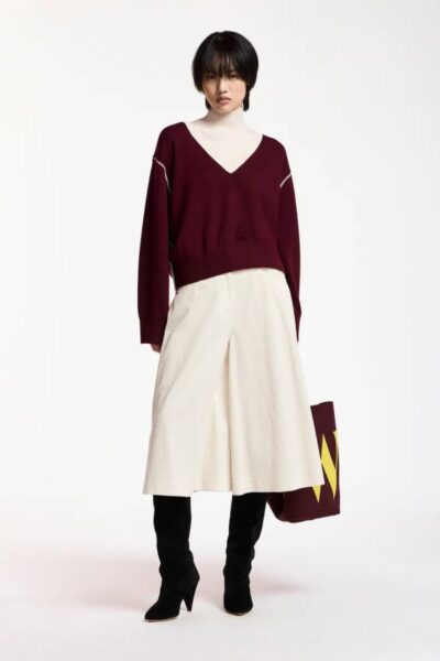 Koli bicolor knit pullover C1 wine not Essentiel