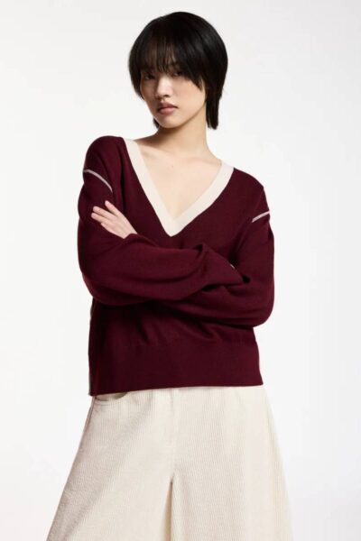 Koli bicolor knit pullover C1 wine not Essentiel
