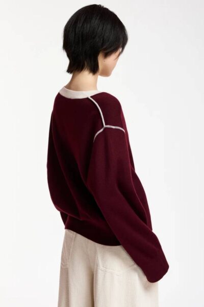 Koli bicolor knit pullover C1 wine not Essentiel