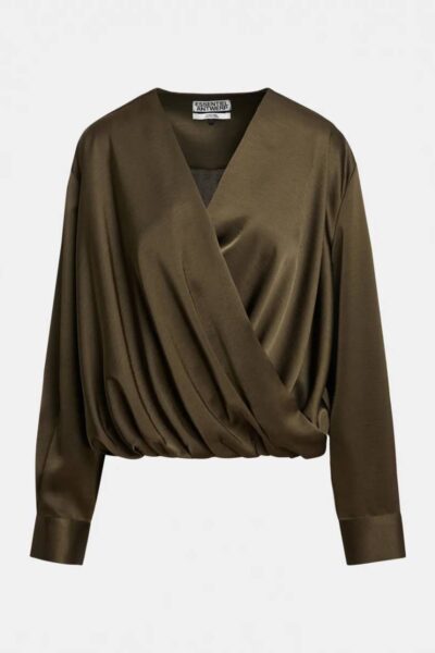 Kolkwitzia draping wrap top dusty green Essentiel