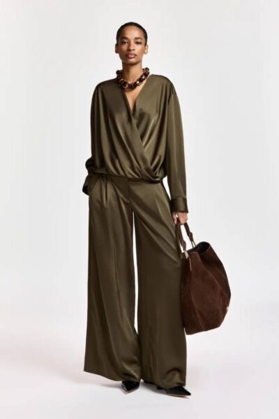 Katerina wide leg pants dusty green Essentiel