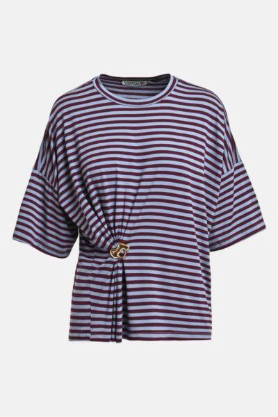 Kriss striped t-shirt w-brooch C2 wine Essentiel