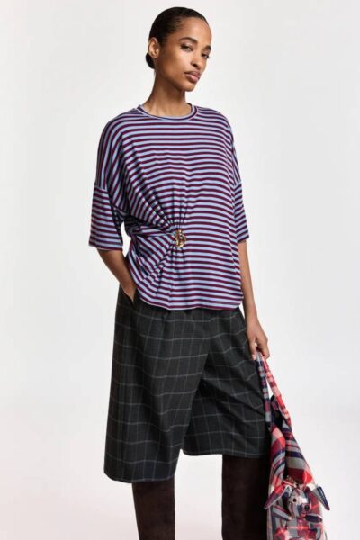Kriss striped t-shirt w-brooch C2 wine Essentiel