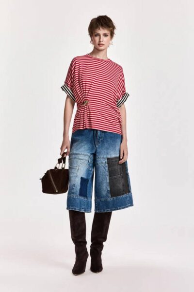Kriss striped t-shirt w-brooch C4 fire Essentiel