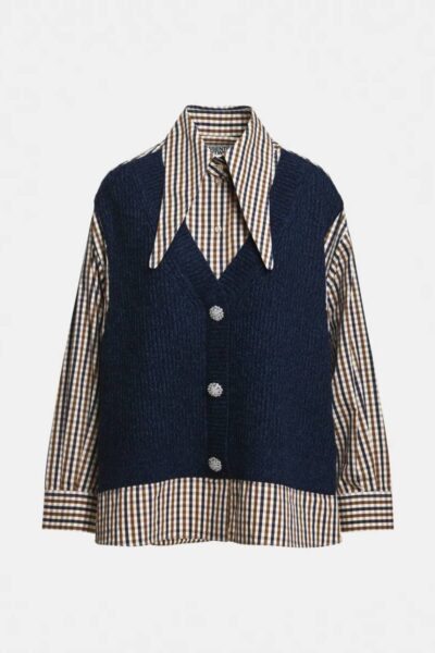 Kute fabric mix shirt C2 kiwi queen Essentiel