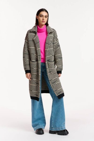 Efitti jaquard knitted coat C1 black Essentiel