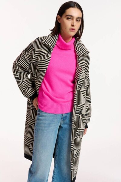 Efitti jaquard knitted coat C1 black Essentiel