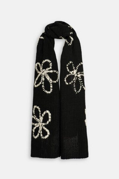 Eflorale embroidered scarf C1 black Essentiel