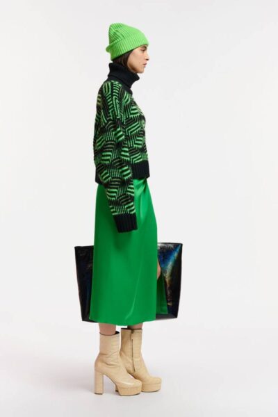 Ellie midi lenght wrap skirt green key Essentiel