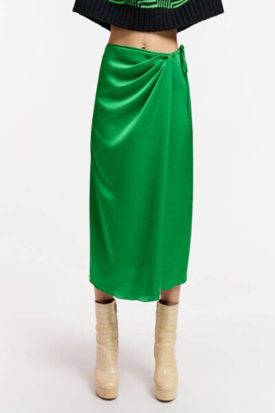 Ellie midi lenght wrap skirt green key Essentiel